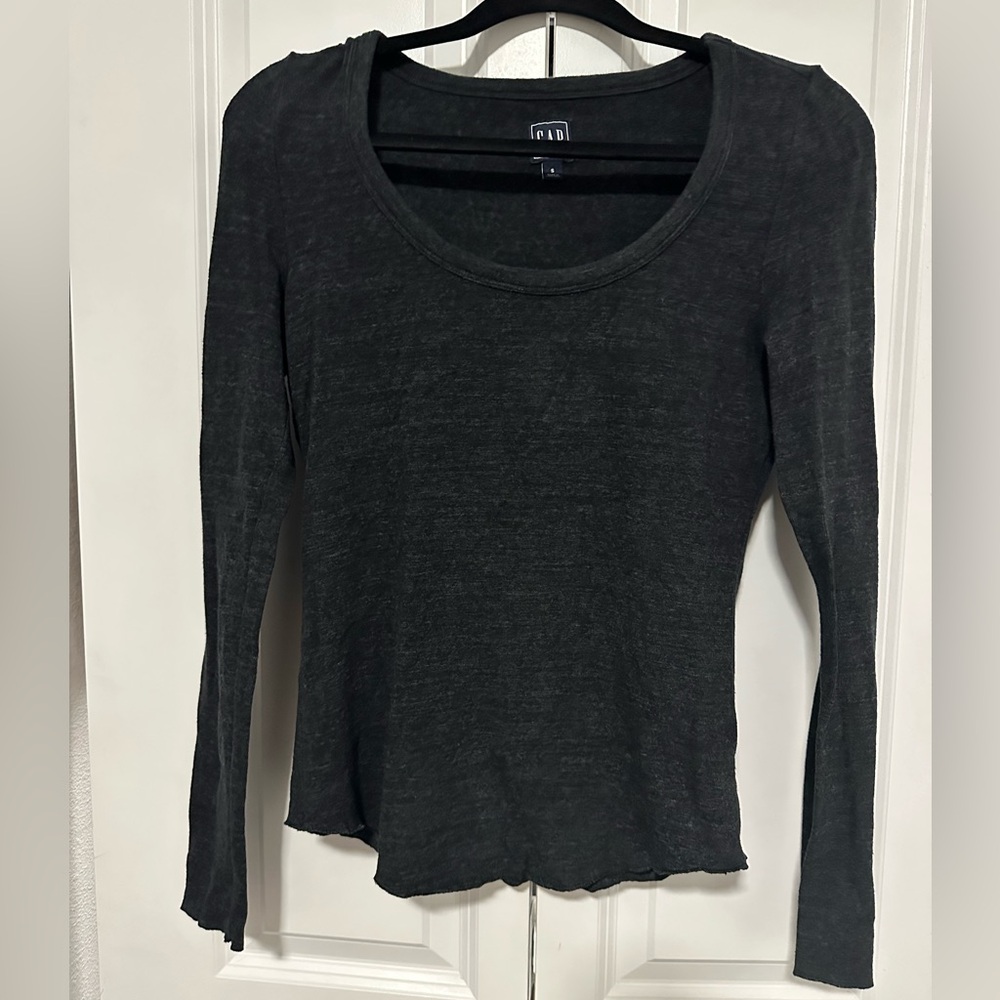 GAP Women's Charcoal Long Sleeve Blouse